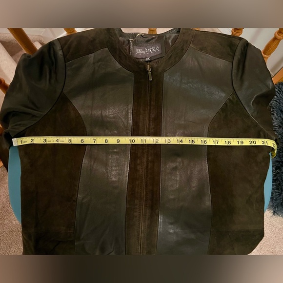 Belansia Espania brown panelled leather + suede full zip jacket - Picture 2 of 2